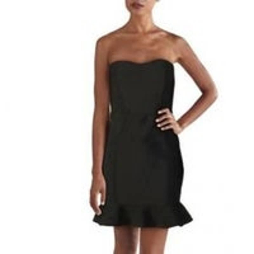 Aqua Strapless Bodycon Ruffle Black Dress Sz M - Picture 1 of 5
